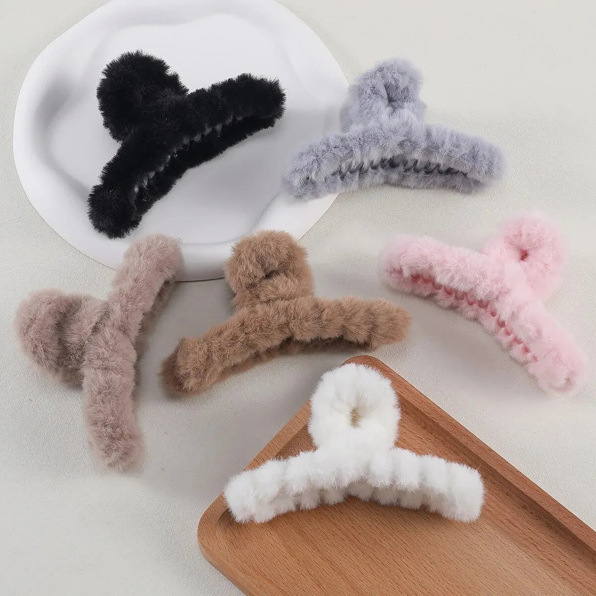 2Pcs Plush Hair Claw