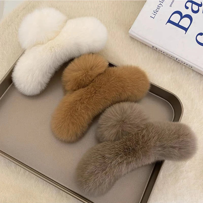 New Winter Faux Fur Hair Claw