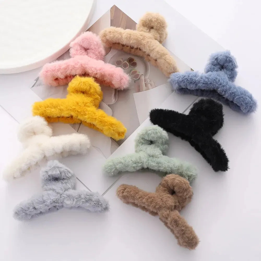 2Pcs Plush Hair Claw